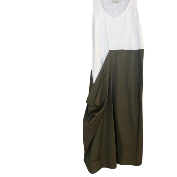 Zara NWT M combination poplin dress Asymmetrical Dark Green Skirt - Picture 2 of 14